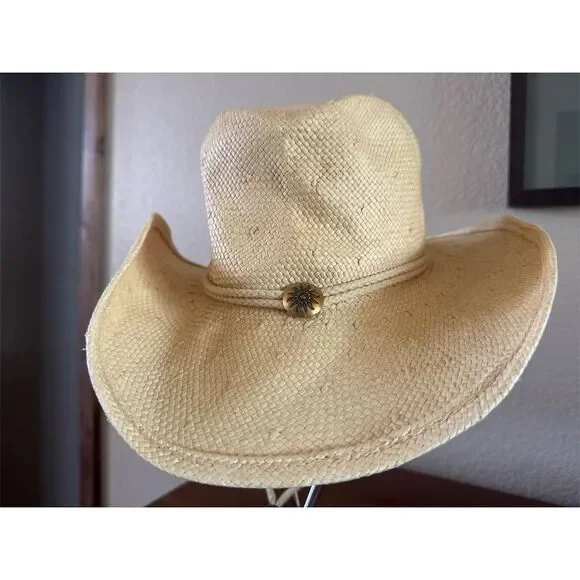 Shady Brady Unisex Cowboy Hat L Beige Western Summer Casual - Picture 1 of 8